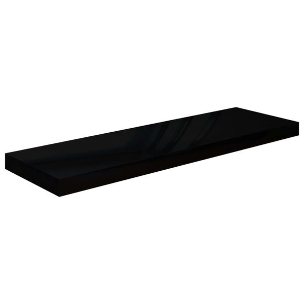 vidaXL Vegghengdar Hillur 2 stk. Háglans Svartar 80x23,5x3,8 cm MDF