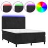 vidaXL H&oacute;lfa&eth; Springr&uacute;m me&eth; D&yacute;nu&LED Svart 140x190 cm Flauel