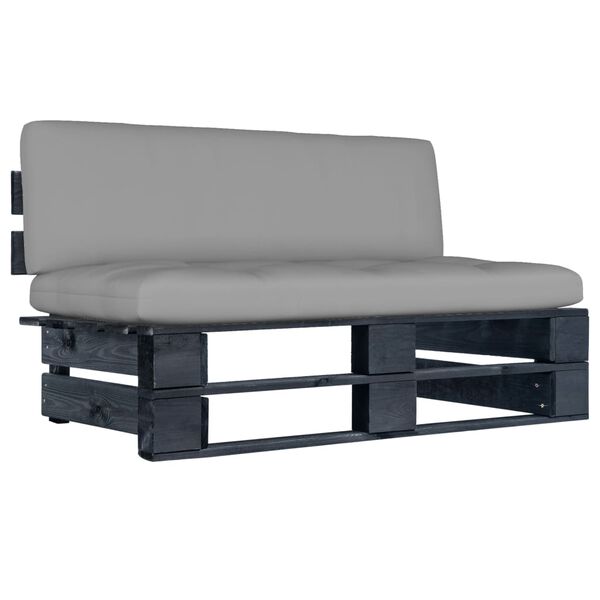 vidaXL Miðjueining fyrir Brettasófa í Garðinn Svartur Gegndreypt Fura