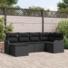 vidaXL Gar&eth;s&oacute;fa sett me&eth; p&uacute;&eth;i 6 pcs Svartur Poly rattan