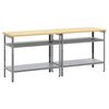 vidaXL Vinnubekkur sett 2 pcs Beige og Gr&aacute;tt 200 x 55 x 85 cm