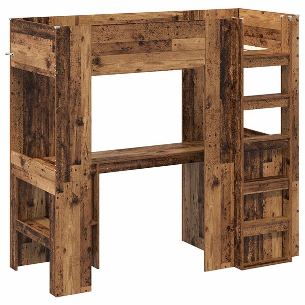 vidaXL Koju-grind me&eth; skrifbor&eth;i me&eth; geymslu Gamalt timbur 75 x 190 cm