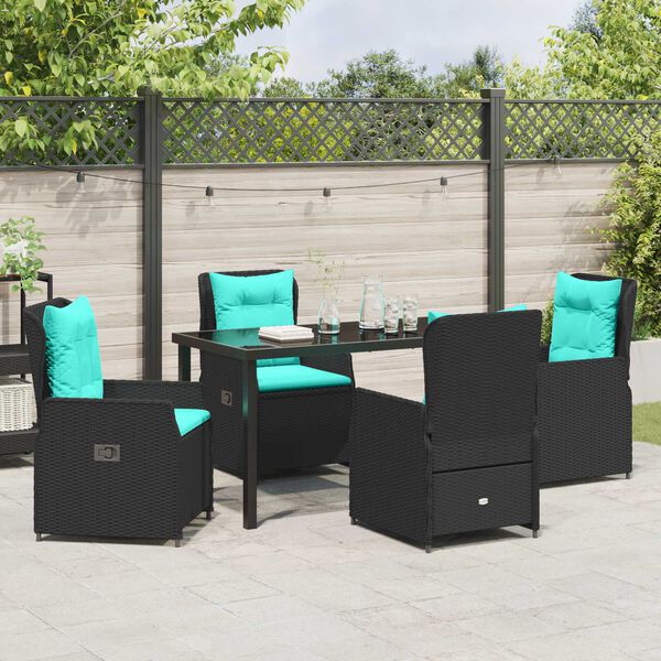 vidaXL Gar&eth;ur bor&eth;sett 5 pcs Svartur Poly rattan