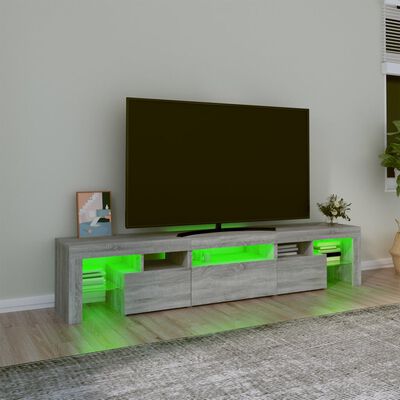 vidaXL Sjónvarpsskápur með LED Ljósum Grár Sonoma 200x36,5x40 cm