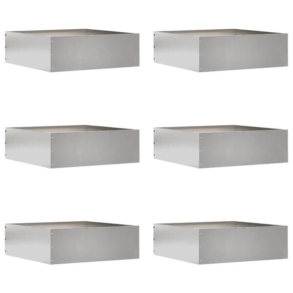 vidaXL Gar&eth;ja&eth;ar 6 pcs Silfur 40 x 40 x 13 cm Ry&eth;fr&iacute;tt St&aacute;l