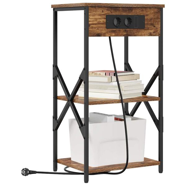 vidaXL Noat&ouml;flu sk&aacute;pur Rau&eth;-eik 41 x 31 x 76 cm Samsettur vi&eth;ur