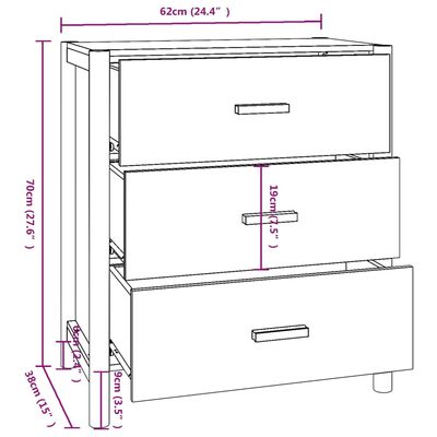 vidaXL Skenkur Svartur 62x38x70 cm Samsettur Viður