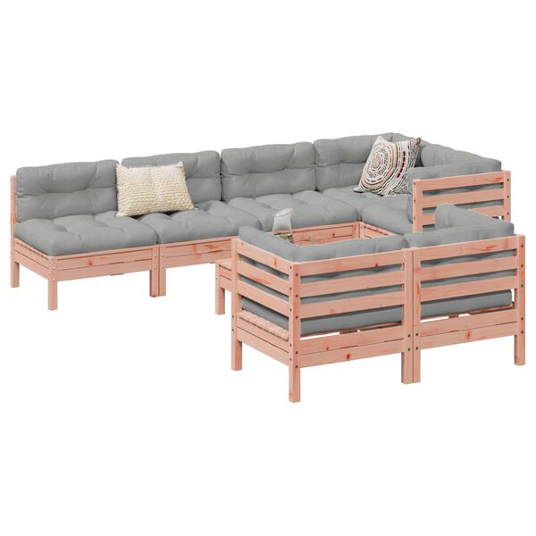 vidaXL 8 Hluta Gar&eth;s&oacute;fasett me&eth; Sessum Gegnheilt Douglasgreni