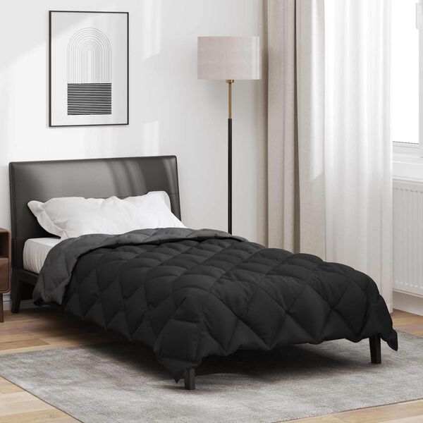 vidaXL Vetrar s&aelig;ng Svartur og Anthracite 220 x 155 cm M&iacute;kr&oacute;f&iacute;ber