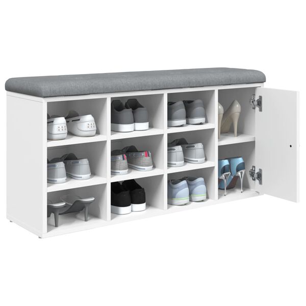 vidaXL Skóbekkur Hvítur 102x32x50 cm Samsettur Viður