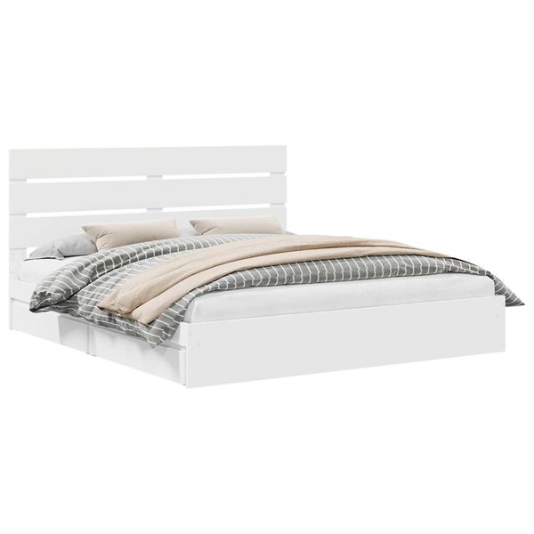 vidaXL Geymslu R&uacute;m me&eth; h&ouml;fu&eth;gafl Hv&iacute;tt 180 x 200 cm Samsettur vi&eth;ur