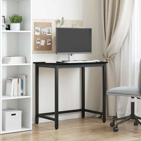 vidaXL bor&eth; Svartur Eik 100 x 50 x 76,5 cm Vinnslutr&eacute; og st&aacute;li