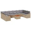 vidaXL Gar&eth;s&oacute;fa sett me&eth; geymslu 11 pcs Beige og lj&oacute;sgr&aacute;r p&oacute;l&yacute;rattan