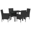 vidaXL Gar&eth;ur bor&eth;sett me&eth; p&uacute;&eth;i 5 pcs Svartur p&oacute;l&yacute;rattan