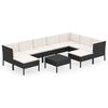 vidaXL 10 Hluta Gar&eth;h&uacute;sgagnasett me&eth; Sessum P&oacute;l&yacute;rattan Svart