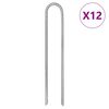 vidaXL Tjaldh&aelig;lar 12 stk. U-laga 30 cm &Oslash;7 mm Galvanh&uacute;&eth;a&eth; St&aacute;l