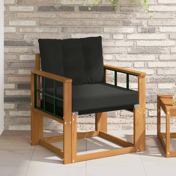 vidaXL 2 Stykki &Uacute;ti s&oacute;fasett Fast Acacia tr&eacute; og Textilene N&aacute;tt&uacute;rulegur