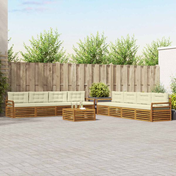 vidaXL &Uacute;ti s&oacute;fasett me&eth; p&uacute;&eth;i 9 pcs N&aacute;tt&uacute;rulegt og Krem