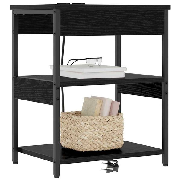 vidaXL Noat&ouml;flu sk&aacute;pur Svartur Eik 41 x 31 x 51 cm Samsettur vi&eth;ur