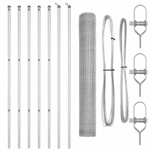 vidaXL Gir&eth;ingarp&oacute;stur Silfur 10 x 1 m (25 mm net) St&aacute;l