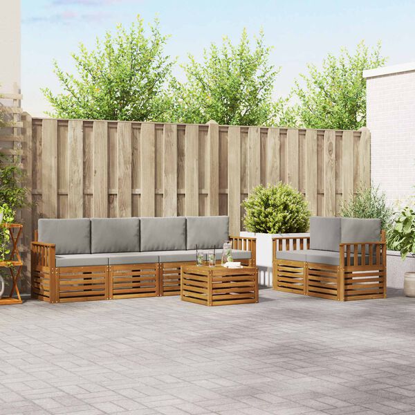 vidaXL S&oacute;fasett 7 pcs N&aacute;tt&uacute;rulegt og Lj&oacute;st Gr&aacute;tt Hrein akas&iacute;utr&eacute;