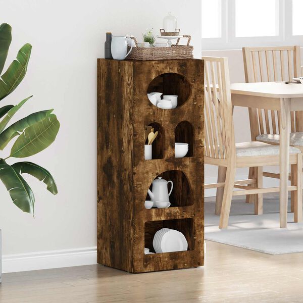 vidaXL Vi&eth;beinteyfla Rau&eth;-eik 40 x 35 x 100,5 cm Samsettur vi&eth;ur