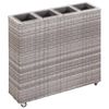 vidaXL Upph&aelig;kka&eth; Bl&oacute;maker me&eth; 4 Pottum 80x22x79 cm P&oacute;l&yacute;rattan Gr&aacute;tt