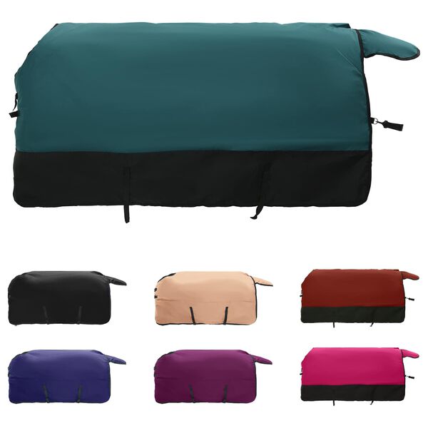 vidaXL Hrossateppa Myndugur gr&aelig;nn og svartur 145 cm P&oacute;l&yacute;ester