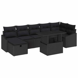 vidaXL Gar&eth;s&oacute;fa sett 8 pcs Svartur p&oacute;l&yacute;rattan