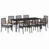 vidaXL Gar&eth;ur bor&eth;sett me&eth; p&uacute;&eth;i 9 pcs Svartur Rattan