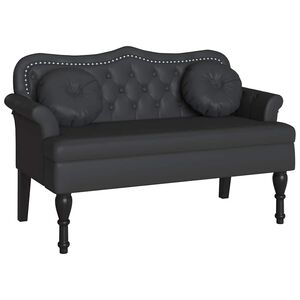 vidaXL Chesterfield Bekkur Svartur 120,5 x 65 x 75 cm Gervile&eth;ur