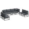 vidaXL Gar&eth;s&oacute;fa sett me&eth; p&uacute;&eth;i 8 pcs Svartur &Aacute;l