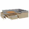 vidaXL Gar&eth;s&oacute;fa sett me&eth; p&uacute;&eth;i me&eth; geymslu 12 pcs Beige og lj&oacute;sgr&aacute;r