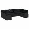 vidaXL Gar&eth;s&oacute;fa sett me&eth; p&uacute;&eth;i me&eth; geymslu 9 pcs Svartur p&oacute;l&yacute;rattan