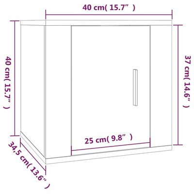 vidaXL Vegghengdur Sjónvarpsskápur Háglans Hvítur 40x34,5x40 cm