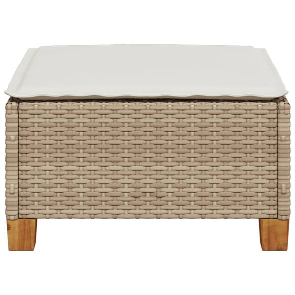 vidaXL garðstóll með púði Beige 63,5x56x32 cm Poly Rattan