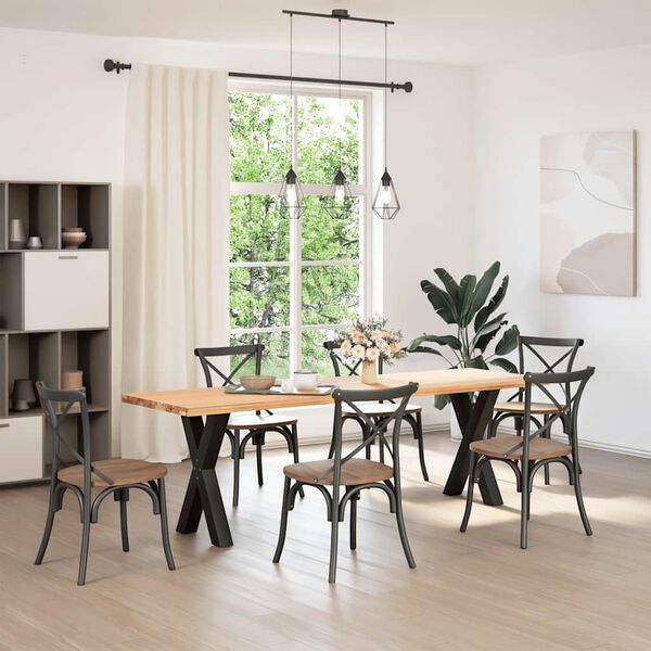 vidaXL borðstofuborðsfætur X-laga 2 stk svart 60x(72-73) cm stál