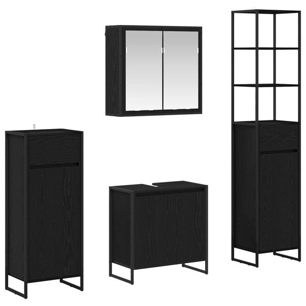 vidaXL Ba&eth;herbergismublasett me&eth; sk&uacute;ffu Svartur Eik Samsettur vi&eth;ur