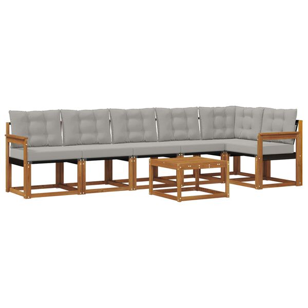 vidaXL &Uacute;ti s&oacute;fasett me&eth; p&uacute;&eth;i 7 pcs N&aacute;tt&uacute;rulegt og Lj&oacute;st Gr&aacute;tt