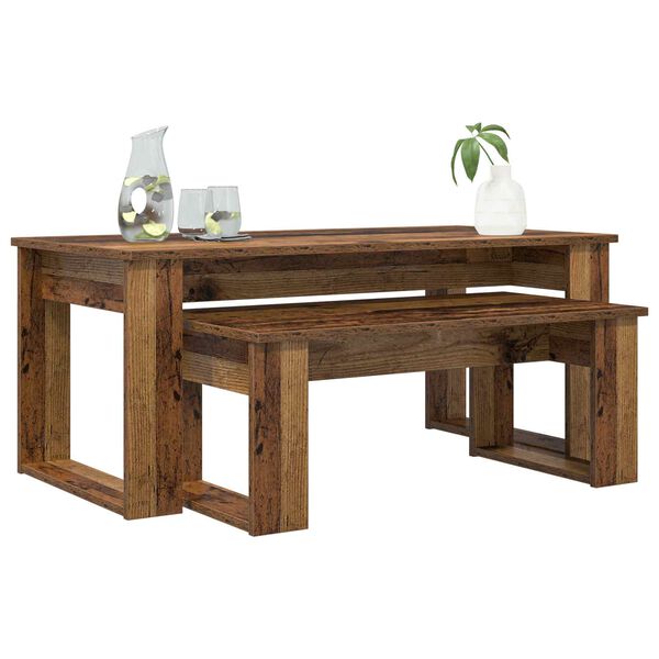 vidaXL Kaffibor&eth;set 2 pcs Gamalt timbur Samsettur vi&eth;ur