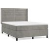 vidaXL H&oacute;lfa&eth; Springr&uacute;m me&eth; D&yacute;nu Lj&oacute;sgr&aacute;tt 140x190 cm Flauel