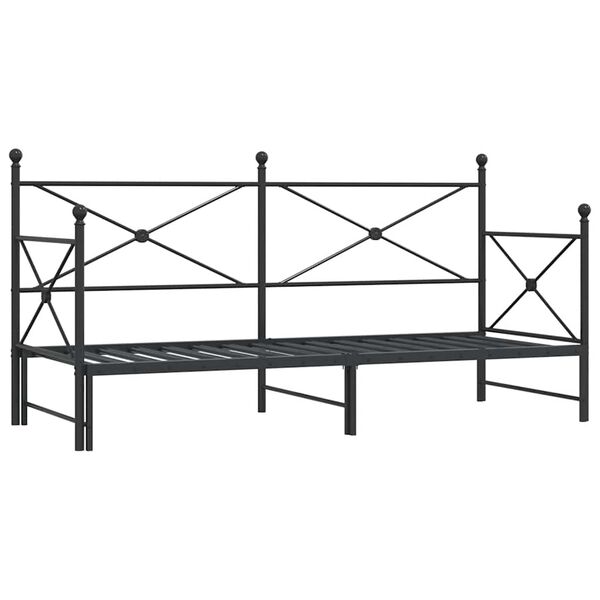 vidaXL Daybed me&eth; r&uacute;llu &aacute;n d&yacute;nu Svartur 75x190 cm St&aacute;l