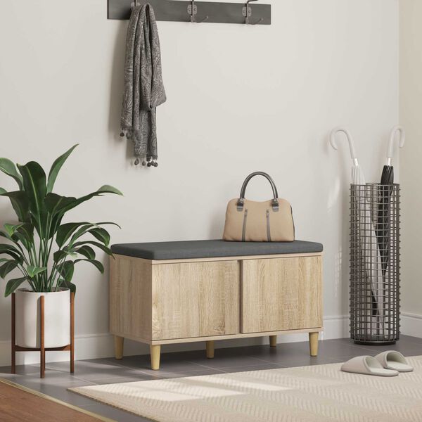 vidaXL Hallarbekk me&eth; p&uacute;&eth;i me&eth; geymslu Sonoma Eik 80 x 38 x 46 cm