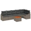vidaXL Gar&eth;s&oacute;fa sett me&eth; p&uacute;&eth;i 7 pcs Gr&aacute;r p&oacute;l&yacute;rattan