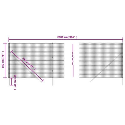 vidaXL Vírnetsgirðing Græn 1,8x25 m Sinkhúðað Stál