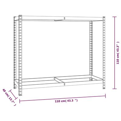 vidaXL 2ja Laga Dekkjagrind 4 stk Silfur 110x40x110 cm Stál