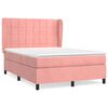 vidaXL H&oacute;lfa&eth; Springr&uacute;m me&eth; D&yacute;nu Bleikur 140x190 cm Flauel
