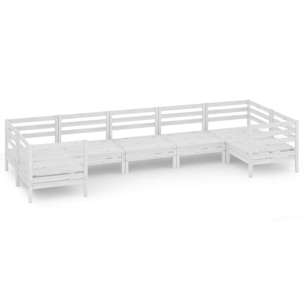 vidaXL 7 Parta Gar&eth;s&oacute;fasett Hv&iacute;tt Gegnheill Furuvi&eth;ur