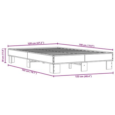 vidaXL Rúmgrind án Dýnu Svört 120x190 cm