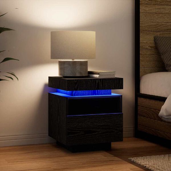 vidaXL Noat&ouml;flu sk&aacute;pur Svartur Eik 40 x 39 x 48,5 sm Samsettur vi&eth;ur